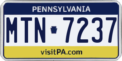 PA license plate MTN7237