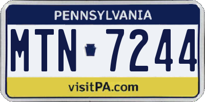 PA license plate MTN7244
