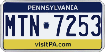 PA license plate MTN7253
