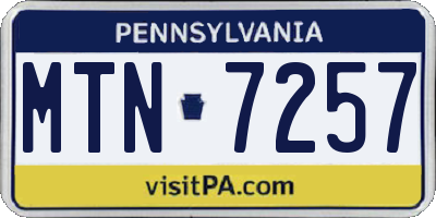 PA license plate MTN7257