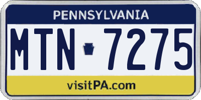 PA license plate MTN7275
