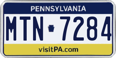PA license plate MTN7284