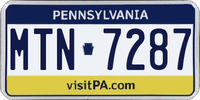 PA license plate MTN7287