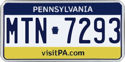 PA license plate MTN7293