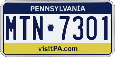 PA license plate MTN7301