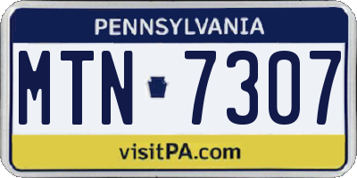 PA license plate MTN7307
