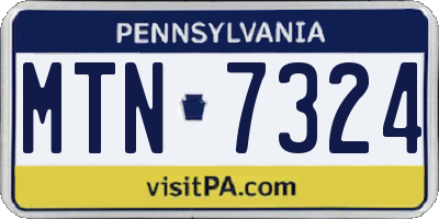 PA license plate MTN7324