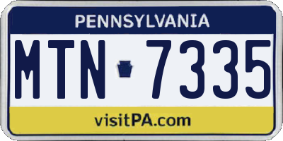 PA license plate MTN7335
