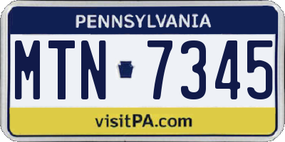 PA license plate MTN7345