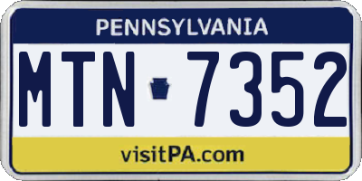 PA license plate MTN7352