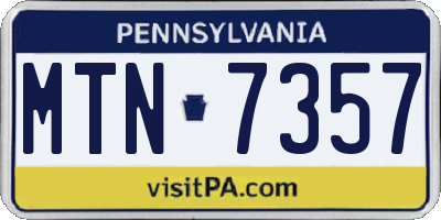 PA license plate MTN7357