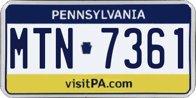 PA license plate MTN7361
