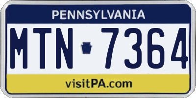 PA license plate MTN7364