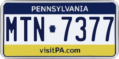 PA license plate MTN7377