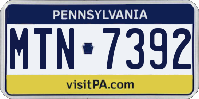 PA license plate MTN7392
