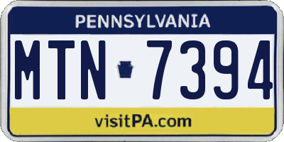 PA license plate MTN7394