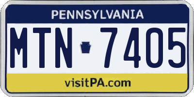 PA license plate MTN7405