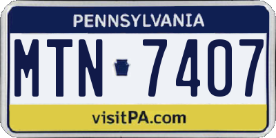 PA license plate MTN7407