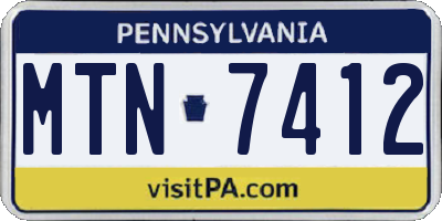 PA license plate MTN7412
