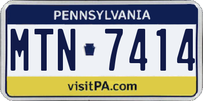 PA license plate MTN7414