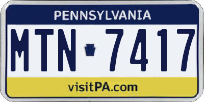 PA license plate MTN7417