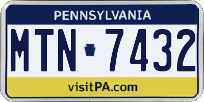 PA license plate MTN7432