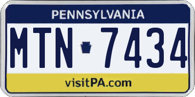 PA license plate MTN7434