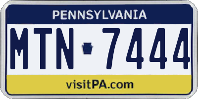 PA license plate MTN7444