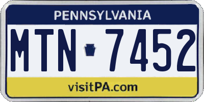 PA license plate MTN7452
