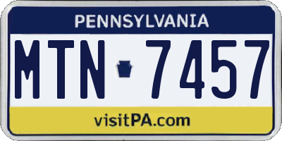 PA license plate MTN7457