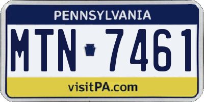 PA license plate MTN7461