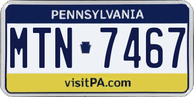 PA license plate MTN7467