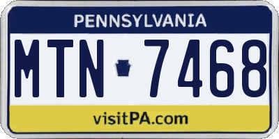 PA license plate MTN7468