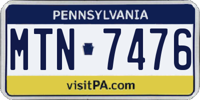 PA license plate MTN7476