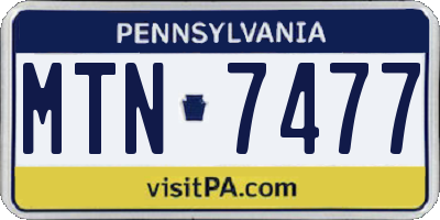 PA license plate MTN7477