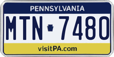 PA license plate MTN7480