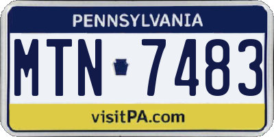 PA license plate MTN7483