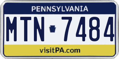 PA license plate MTN7484
