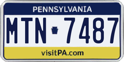 PA license plate MTN7487