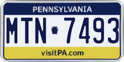 PA license plate MTN7493