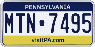 PA license plate MTN7495