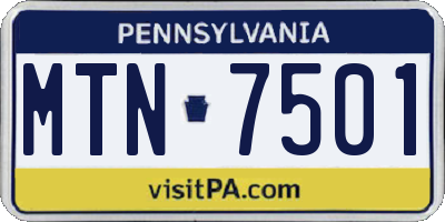 PA license plate MTN7501
