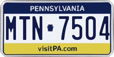 PA license plate MTN7504