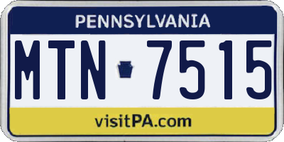 PA license plate MTN7515