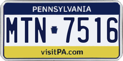 PA license plate MTN7516