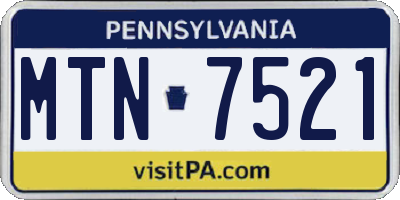 PA license plate MTN7521