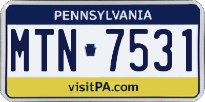 PA license plate MTN7531