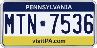 PA license plate MTN7536