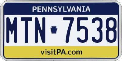 PA license plate MTN7538