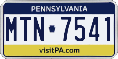PA license plate MTN7541